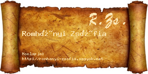 Romhányi Zsófia névjegykártya